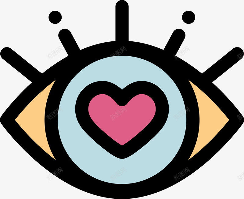 卡通眼珠图标png_新图网 https://ixintu.com 卡通眼珠 图标 描边 眼珠 眼睛 睫毛 简约