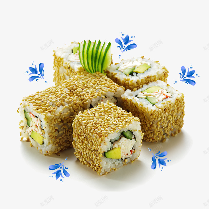 寿司卷png免抠素材_新图网 https://ixintu.com 中国风 品牌文化 寿司 青花瓷素材 食品