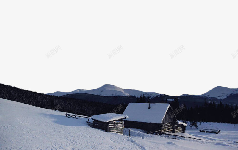 雪山下的小屋png免抠素材_新图网 https://ixintu.com 冬日素材 小屋 山 积雪 雪