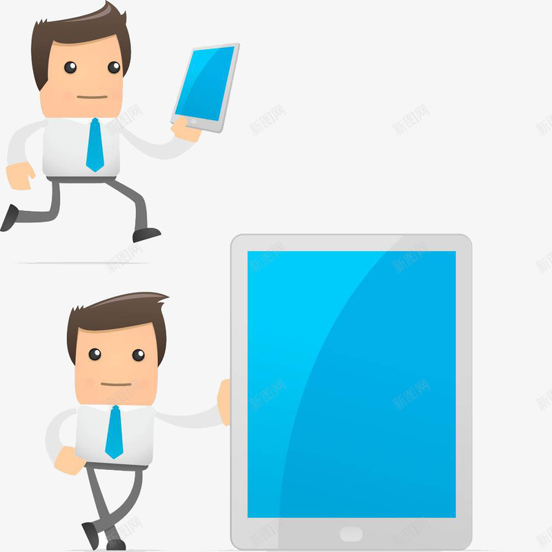 手机网络新时代png免抠素材_新图网 https://ixintu.com 创意 卡通手绘 员工 手机 查询 男士 男孩 跑着