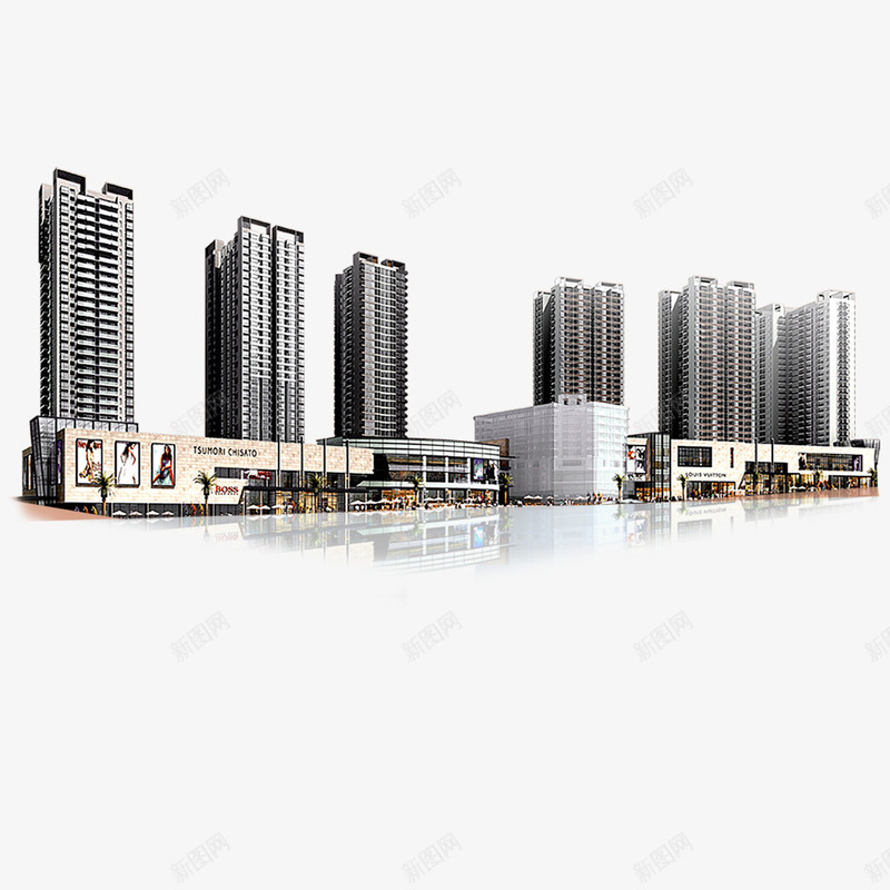 城市房子png免抠素材_新图网 https://ixintu.com 城市高楼房子