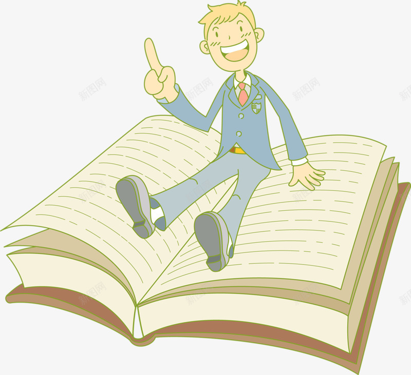 手绘书本上的人物png免抠素材_新图网 https://ixintu.com 公益节目 平面设计海报 指点 教育
