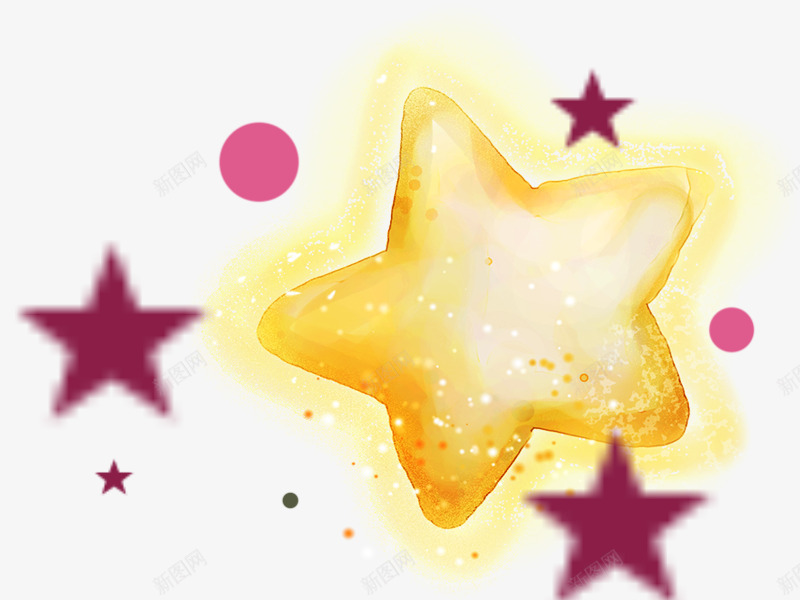 手绘可爱五星psd免抠素材_新图网 https://ixintu.com 五角星 可爱五星 圣诞节挂件 手绘 黄色