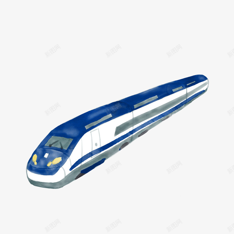 手绘白色高铁png免抠素材_新图网 https://ixintu.com 交通工具 卡通火车 手绘高铁 高铁