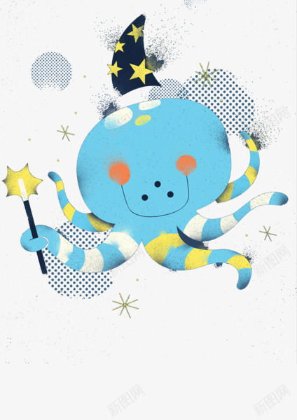 卡通魔法章鱼png免抠素材_新图网 https://ixintu.com 八爪鱼 卡通 章鱼