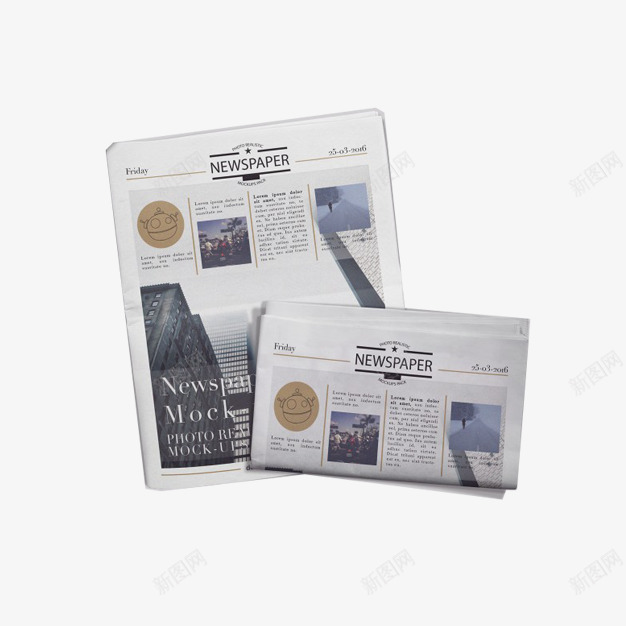 旧报纸产品实物png免抠素材_新图网 https://ixintu.com 两份 产品实物 新闻 旧报纸 装饰