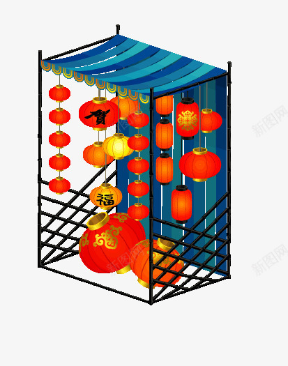 灯笼摆件png免抠素材_新图网 https://ixintu.com 灯笼 红灯笼 装饰图案 铁架