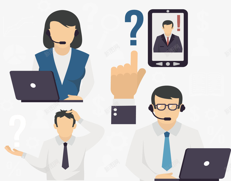 客服人员png免抠素材_新图网 https://ixintu.com 客服人员 手机通话 接听来电 通信录 黑色领带