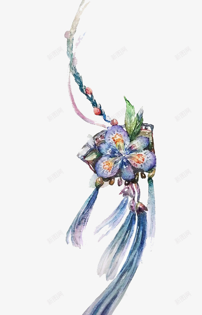 手绘吊坠png免抠素材_新图网 https://ixintu.com 吊坠 复古 手绘 插画 珠花