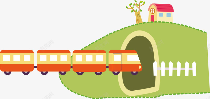 火车过隧道png免抠素材_新图网 https://ixintu.com 卡通 火车 隧道