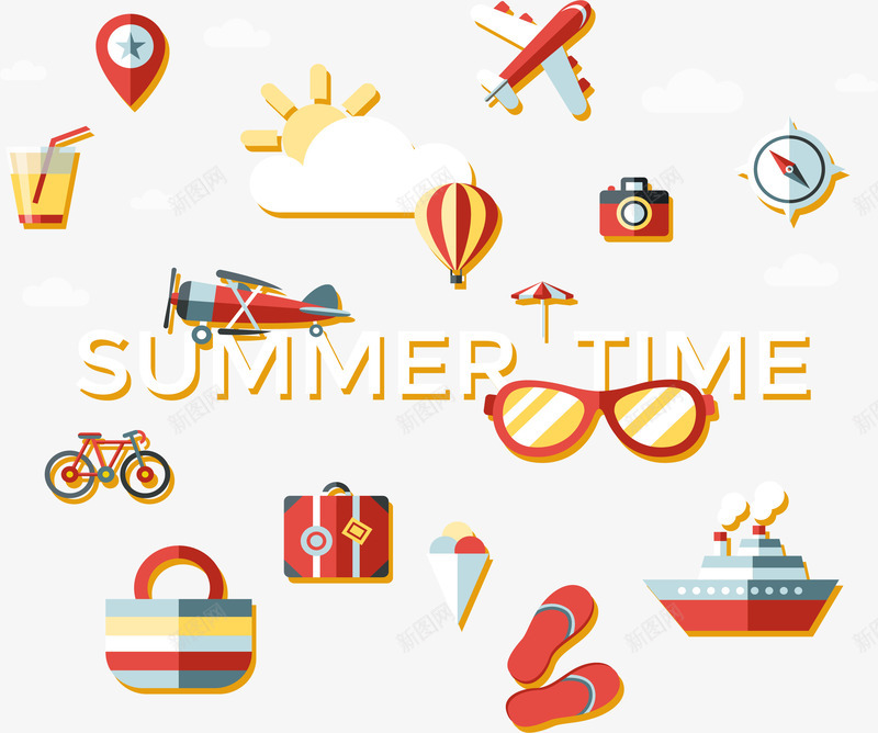 美好的夏日时光png免抠素材_新图网 https://ixintu.com summer time 夏日旅行 夏日时光 矢量素材