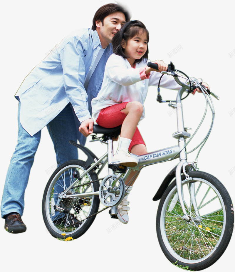 父亲节父亲教女孩单车png免抠素材_新图网 https://ixintu.com 单车 女孩 父亲