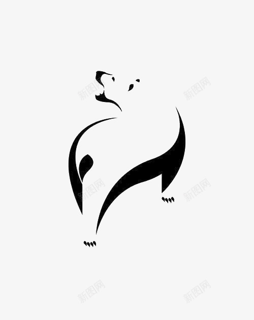 线条咆哮的熊png免抠素材_新图网 https://ixintu.com 动物 极简 线条 黑色