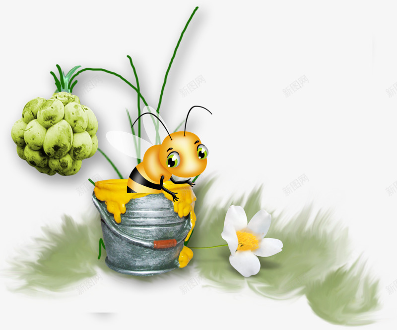 采蜜的小蜜蜂png免抠素材_新图网 https://ixintu.com 儿童 勤劳的小蜜蜂 卡通 小精灵 童话 蜜蜂 黄色