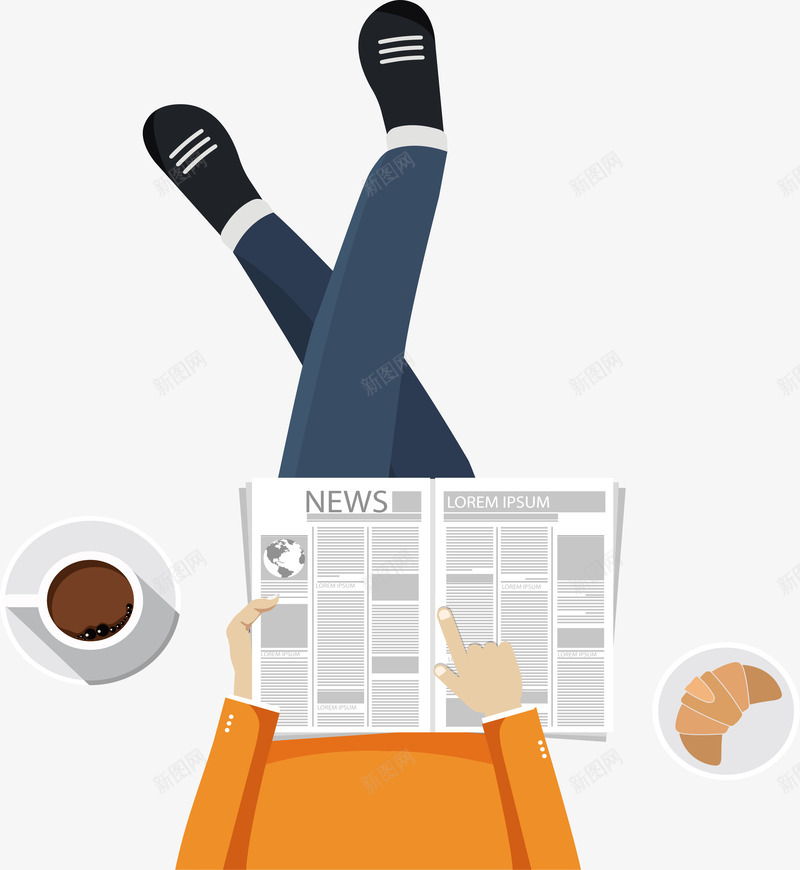 看新闻喝咖啡矢量图ai免抠素材_新图网 https://ixintu.com 咖啡杯 喝咖啡 新闻报纸 看报纸 看新闻 矢量png 矢量图