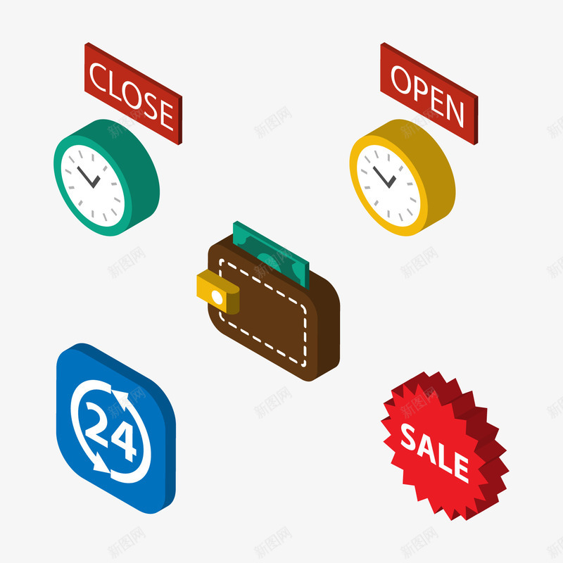 商务时间图标png_新图网 https://ixintu.com 关门 扁平 时钟 营业