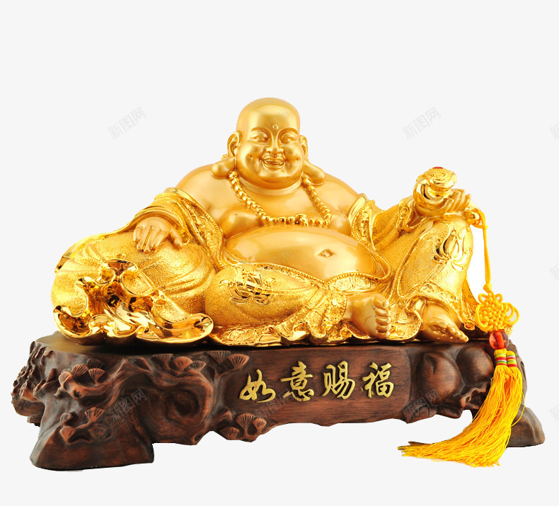 吉祥如意png免抠素材_新图网 https://ixintu.com 大肚佛 弥勒佛 弥勒菩萨 摆件 笑面佛 金漆 鎏金 风水