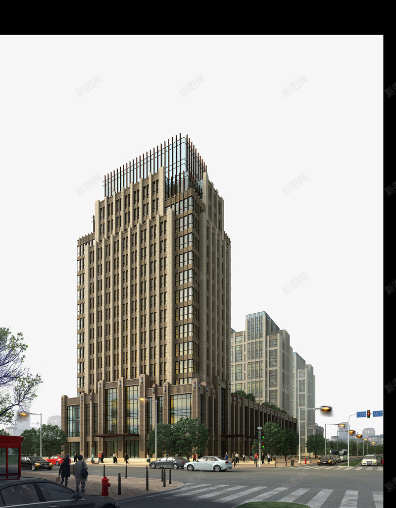 街角的建筑png免抠素材_新图网 https://ixintu.com 城市建筑 树木 高楼
