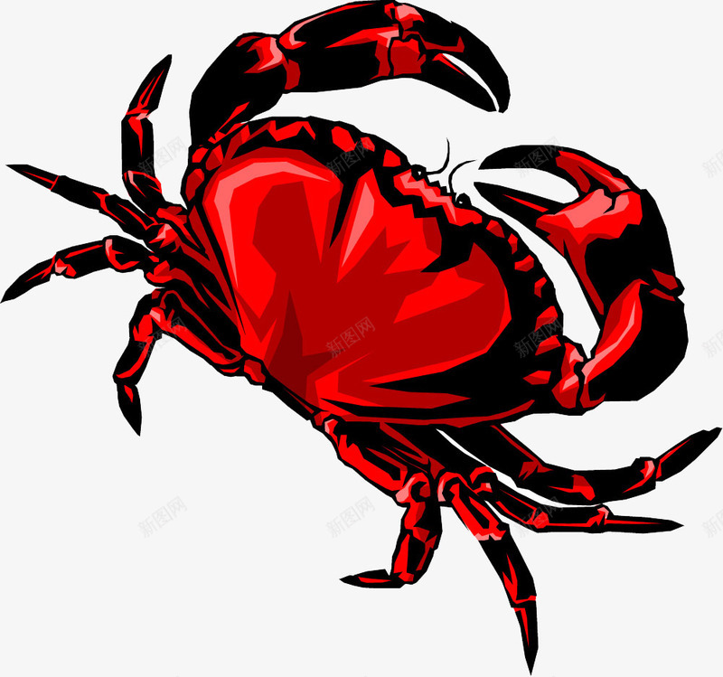 手绘螃蟹png免抠素材_新图网 https://ixintu.com 手绘 海产品 红色 螃蟹 装饰 食物