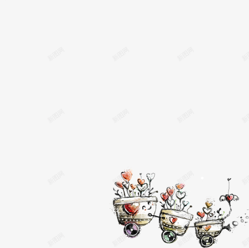 彩绘爱心花盆植物png免抠素材_新图网 https://ixintu.com 彩绘 植物 爱心 花盆