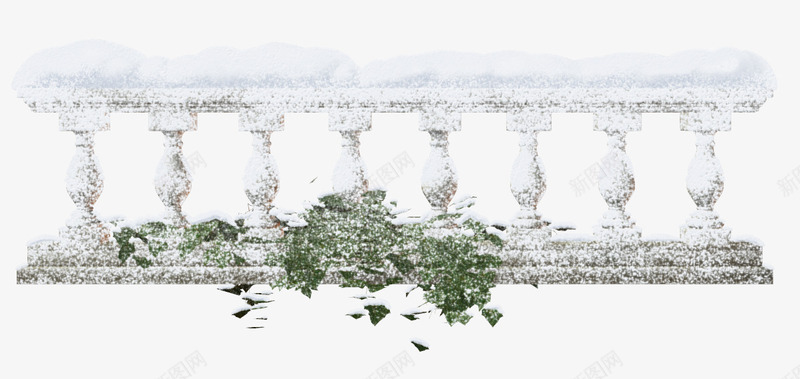 白雪石柱护栏枝叶png免抠素材_新图网 https://ixintu.com 护栏 枝叶 白雪 白雪场景 石柱