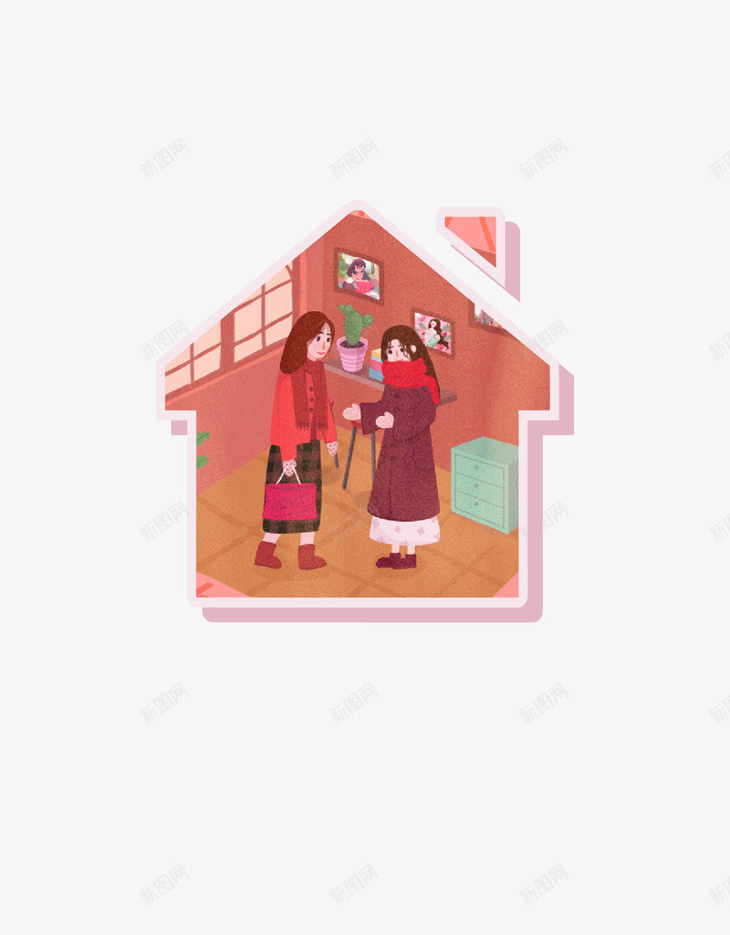 母亲节手绘元素png免抠素材_新图网 https://ixintu.com 手绘 插画 母亲节 温暖