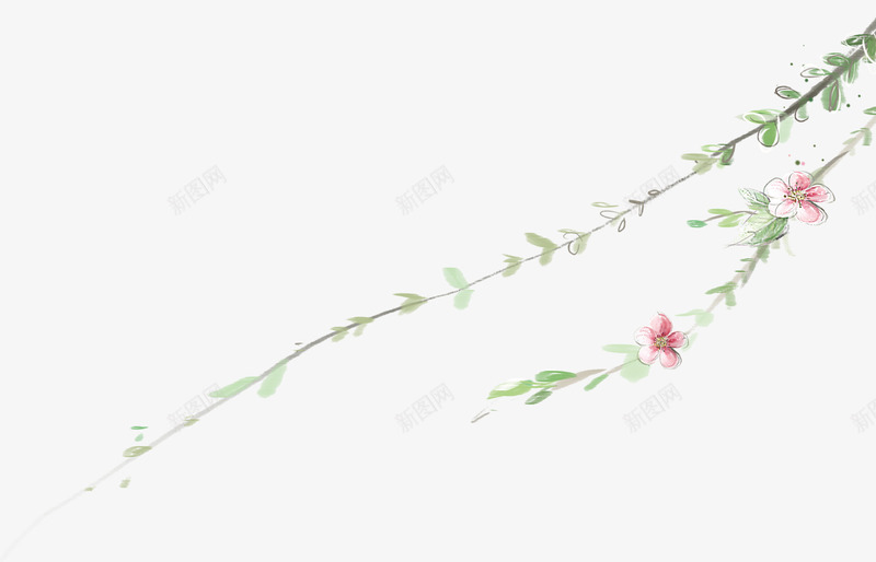 手绘桃花枝叶漂浮png免抠素材_新图网 https://ixintu.com 免抠PNG 手绘 枝叶 桃花 漂浮素材