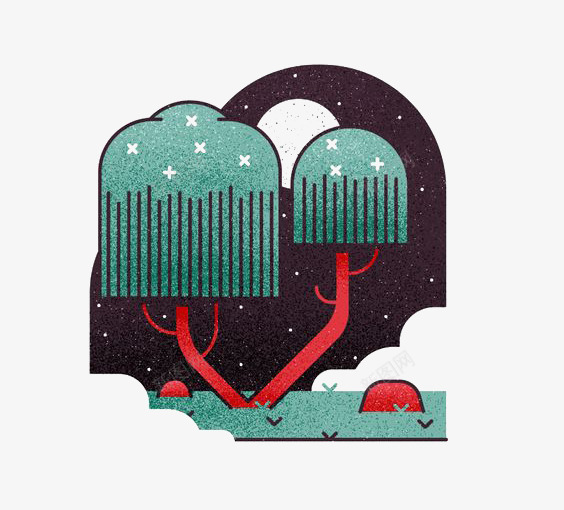卡通小树png免抠素材_新图网 https://ixintu.com 小树插画 小树装饰 扁平化小树 手绘小树 柳树