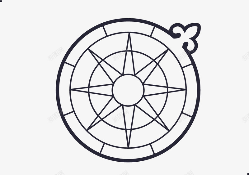 罗盘座描边png免抠素材_新图网 https://ixintu.com 罗盘座描边