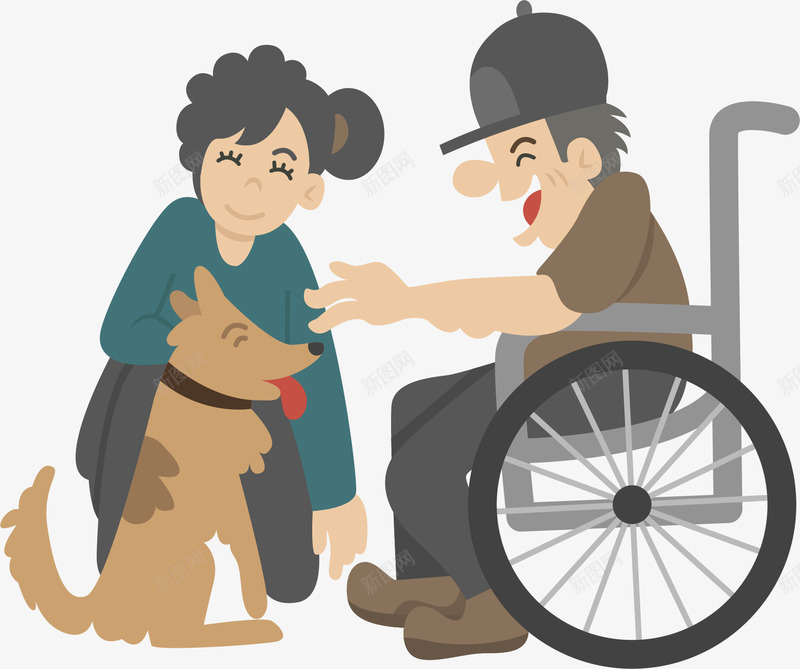 卡通轮椅人物人物插画png免抠素材_新图网 https://ixintu.com 公益 卡通轮椅人物 拐杖 插图 插画 残疾人 爱心