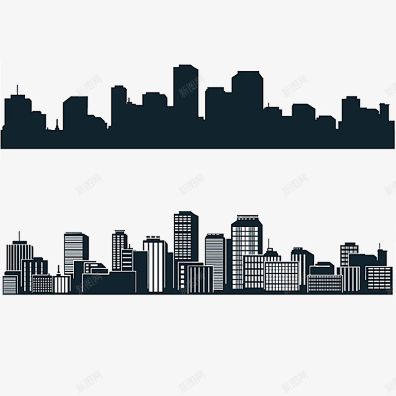 建筑png免抠素材_新图网 https://ixintu.com 手绘 线条 高楼林立