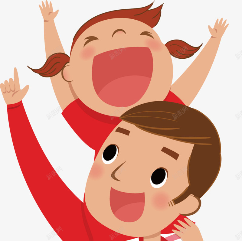 卡通父女png免抠素材_新图网 https://ixintu.com 卡通人物 父亲节素材 父女 装饰素材