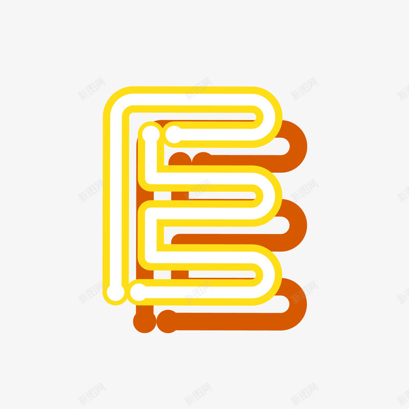 黄色可爱字母E矢量图eps免抠素材_新图网 https://ixintu.com E字母 可爱字母 字母E 霓虹灯 霓虹灯字母 霓虹灯效果 矢量图