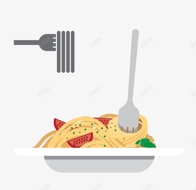 卡通手绘意大利面png免抠素材_新图网 https://ixintu.com 卡通 意大利面 西餐 食物