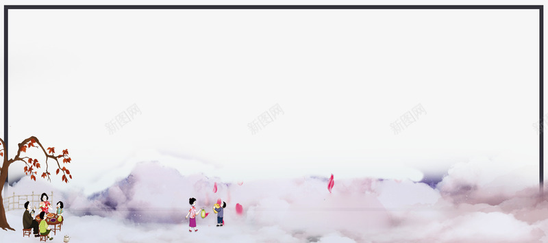 中秋节复古风边框psd免抠素材_新图网 https://ixintu.com 中国传统节日 中秋节 复古风 手绘 插画 精美 边框