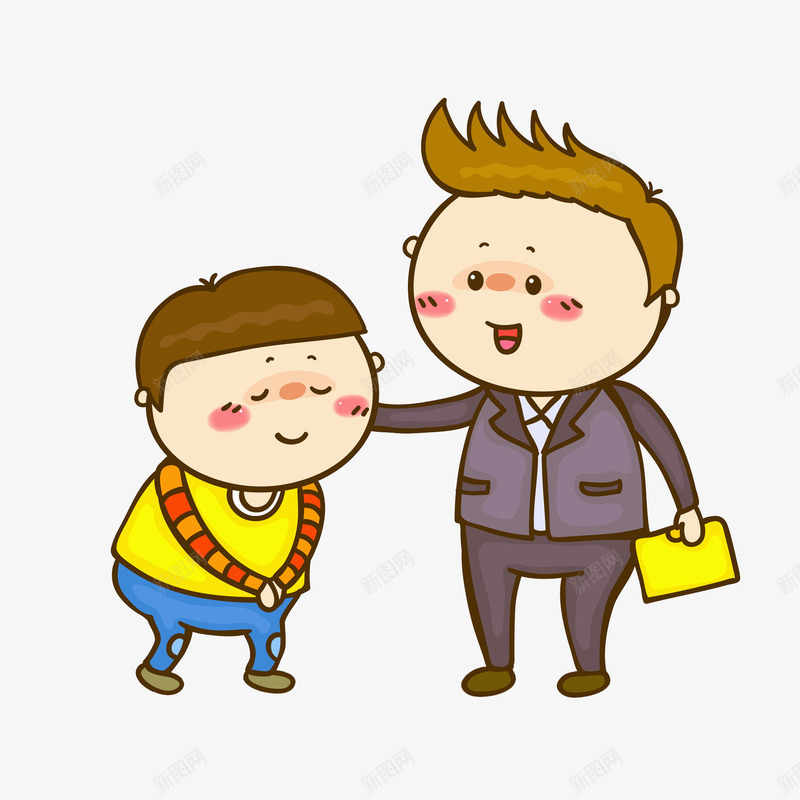 抚摸孩子的爸爸png免抠素材_新图网 https://ixintu.com 卡通 可爱 孩子 手绘 抚摸 爸爸 蓝色 西装 黄色