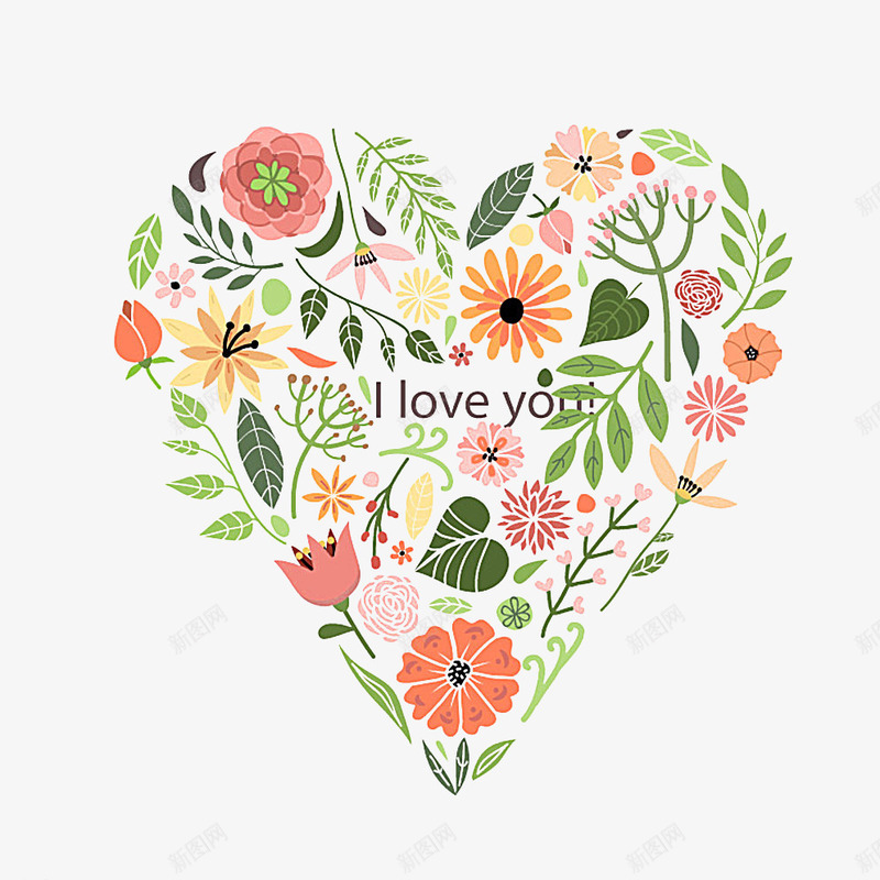 花组成的心形图案png免抠素材_新图网 https://ixintu.com i love you 心形 花