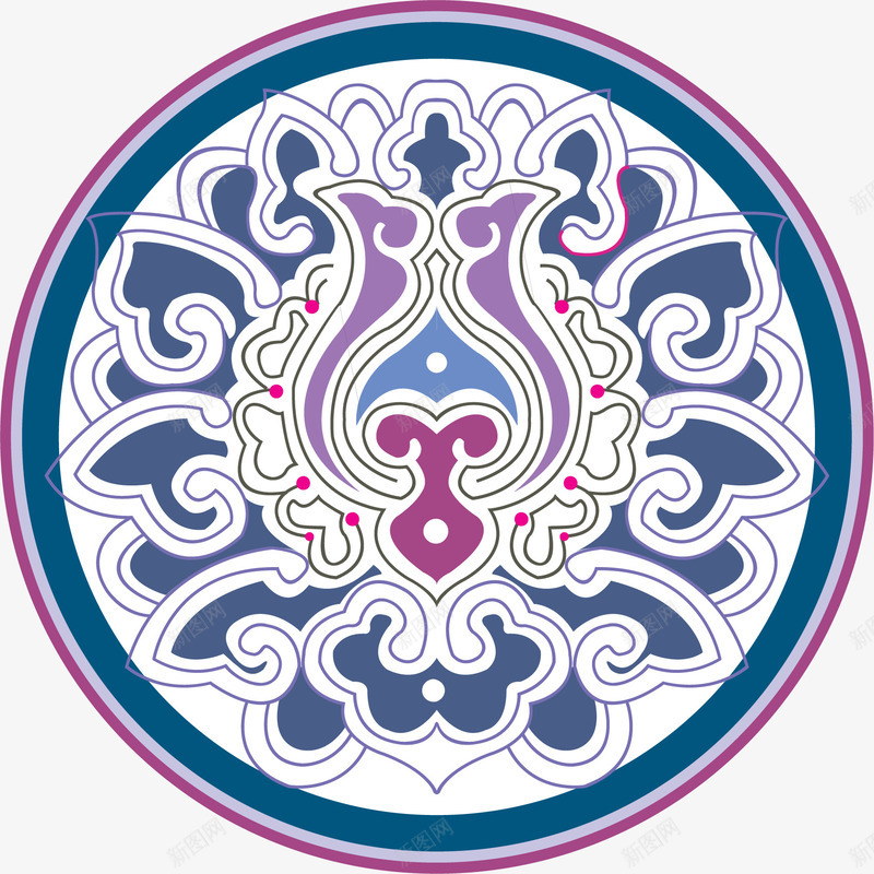 花朵图案矢量图ai免抠素材_新图网 https://ixintu.com 图案 圆形 纹样 花朵 矢量图