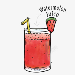 卡通手绘红色的西瓜汁素材