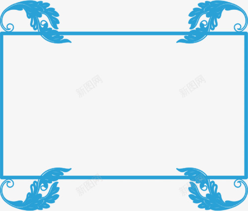 羽毛边框png免抠素材_新图网 https://ixintu.com 产品展示框 底框 条框 照片框 花框 蓝色边框