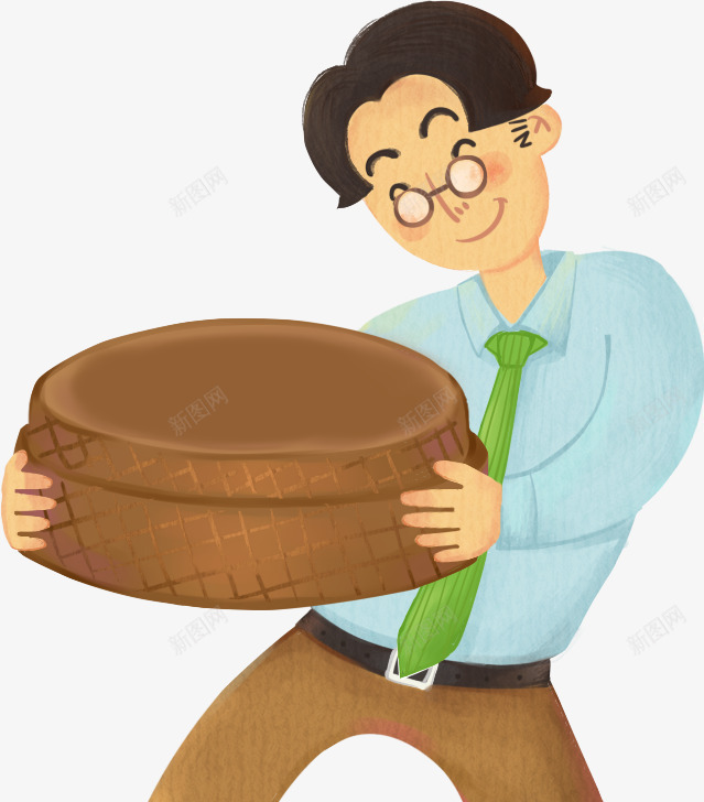 手捧餐盒png免抠素材_新图网 https://ixintu.com 卡通男人 手拿餐盒的男人 手绘男人 手绘男士 穿西装的男人 笑容满面的男人