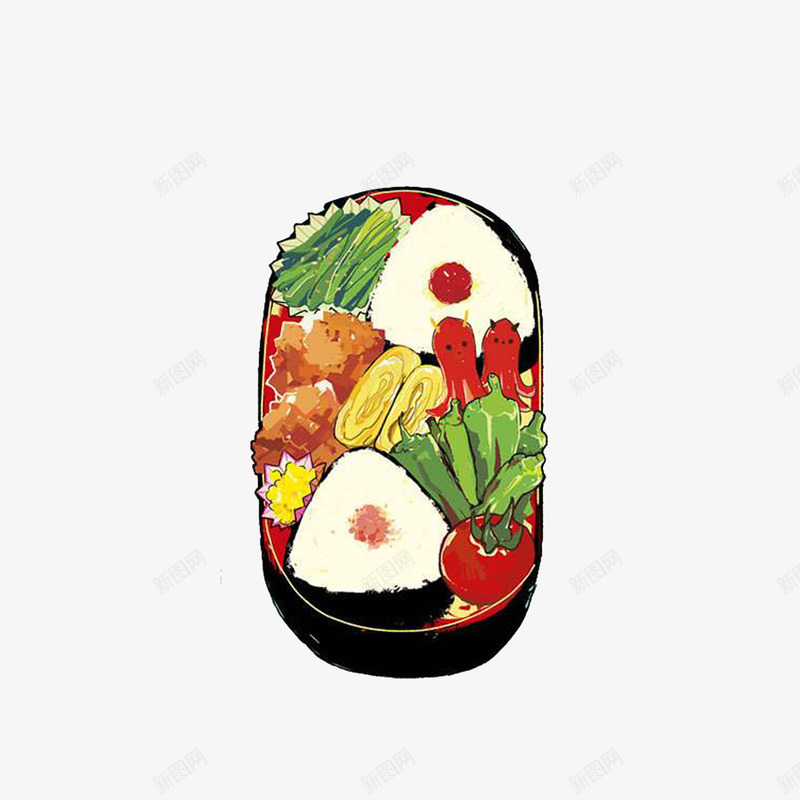 卡通手绘盒饭png免抠素材_新图网 https://ixintu.com 卡通便当 卡通插画 卡通盒饭 好看的美食 西红柿 香肠 鸡蛋卷