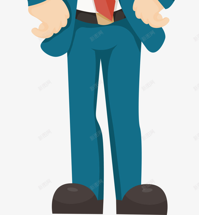 卡通职场人物png免抠素材_新图网 https://ixintu.com 卡通人物 惊讶表情 站立 红色领带 职场人物 西装革履