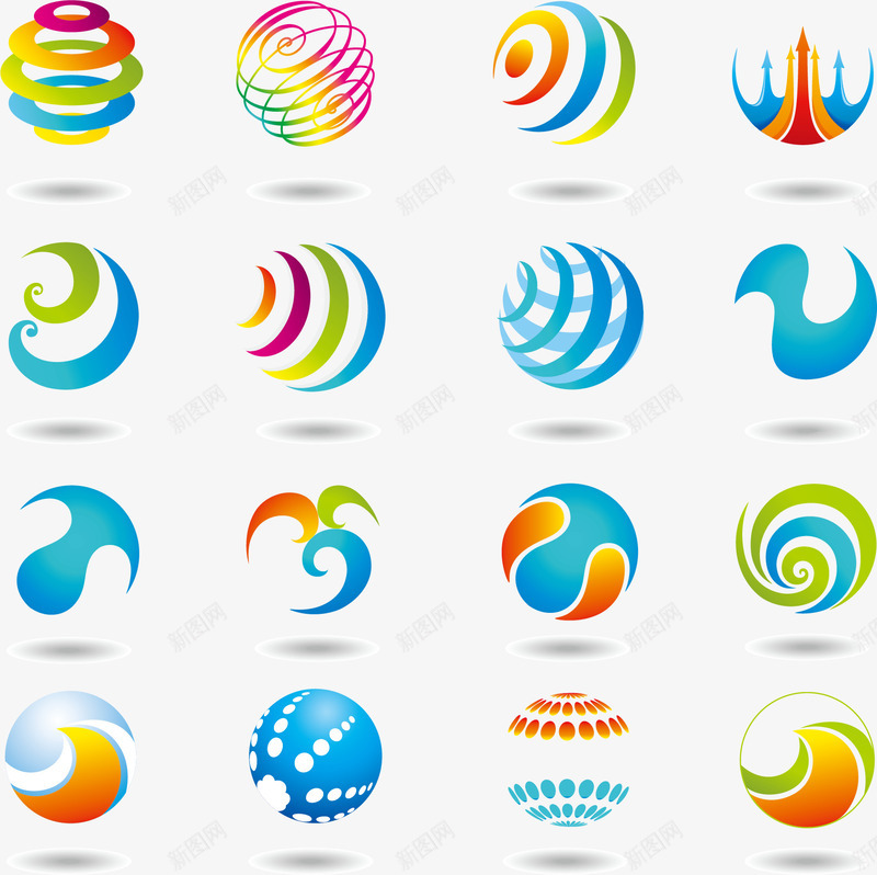 创意logo图标png_新图网 https://ixintu.com logo logo素材 logo设计 创意 圆形logo 彩色 抽象 标志标识