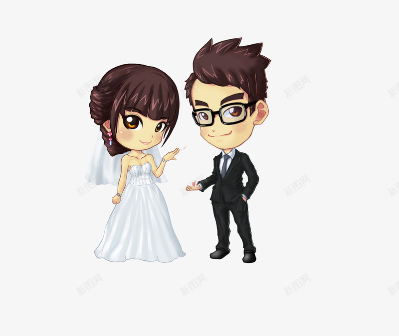 穿婚纱的两小人png免抠素材_新图网 https://ixintu.com 俩小人 卡通版 婚纱 新婚 西装