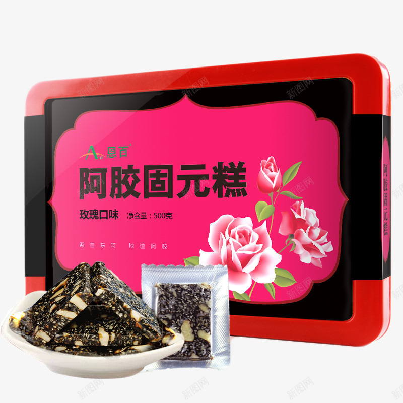 恩白阿胶固元膏玫瑰味png免抠素材_新图网 https://ixintu.com 产品实物 滋补上品 独立包装 食用方便