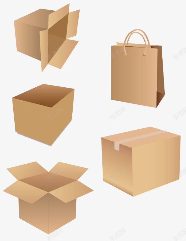 包装盒打包箱矢量图ai免抠素材_新图网 https://ixintu.com 包装 纸箱 矢量图