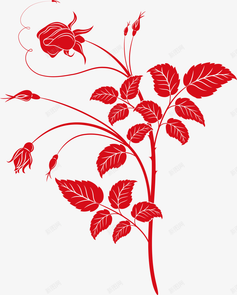 手绘红玫瑰花png免抠素材_新图网 https://ixintu.com 手绘玫瑰 红玫瑰花 线稿手绘玫瑰花
