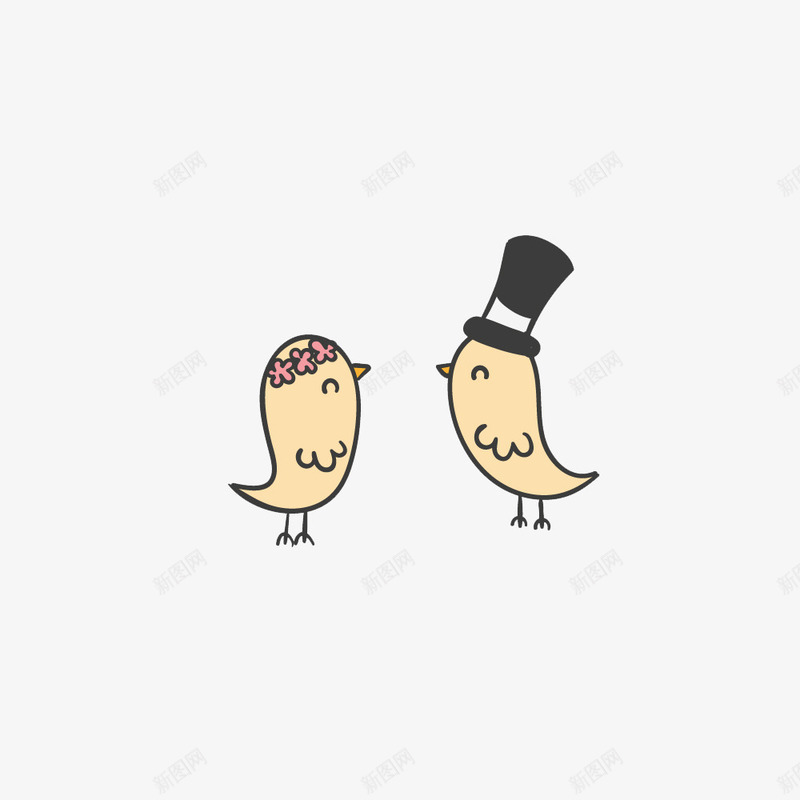 婚礼小鸟情侣png免抠素材_新图网 https://ixintu.com 可爱 手绘 爱情 结婚
