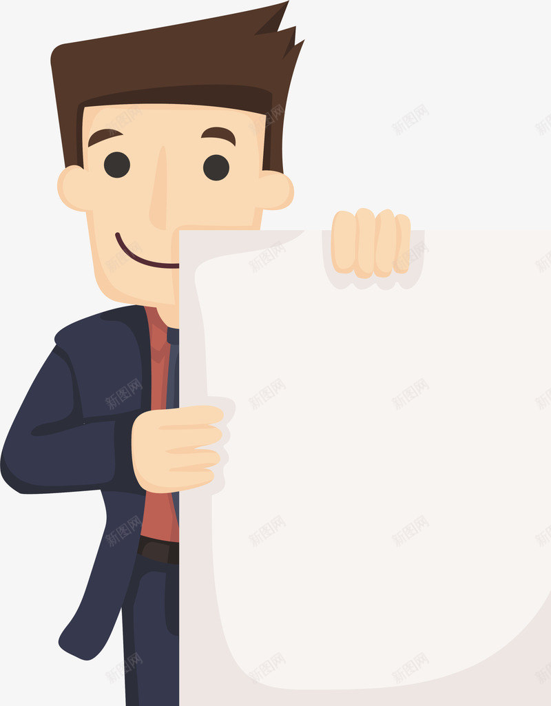 卡通职场人物png免抠素材_新图网 https://ixintu.com 卡通人物 开心 白色纸张 站立 职场人物 西装革履
